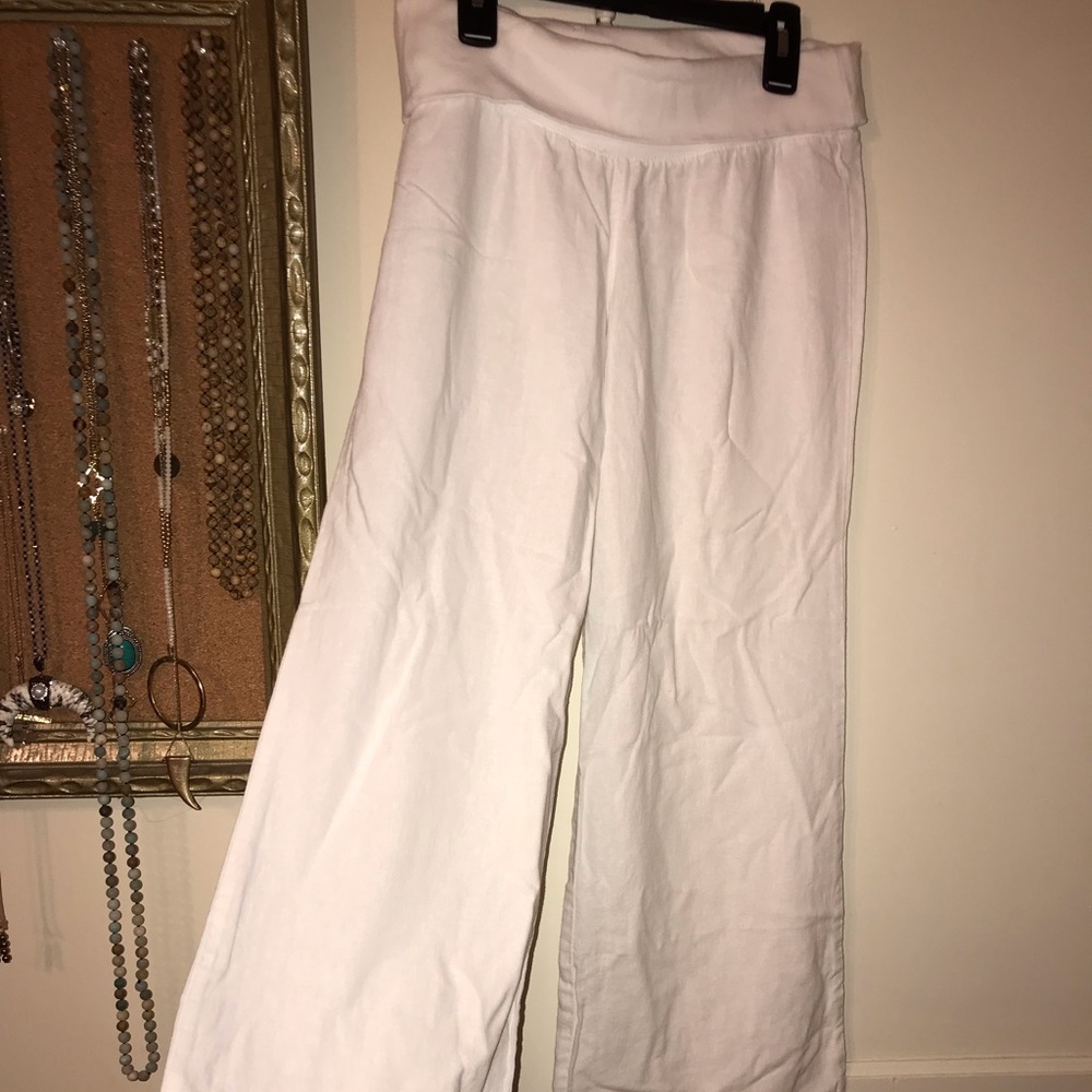 White linen pants